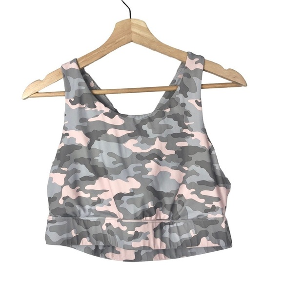 Fabletics Ella No Bounce Gray & Pink Camo Sports Bra L - Picture 3 of 4